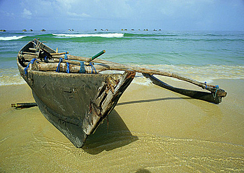 独木舟,海滩,印度
