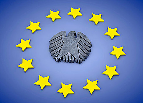 欧洲,旗帜,星,中间,联邦,鹰,欧盟,象征,图像,德国,插画