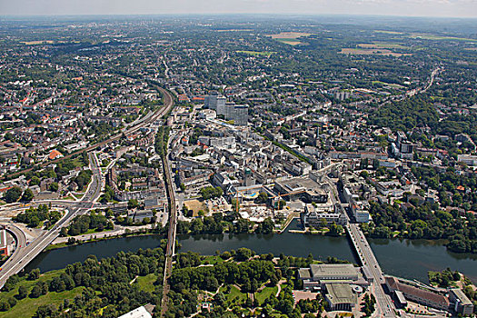 航拍,重建,城市,中心,鲁尔区,北莱茵威斯特伐利亚,德国,欧洲
