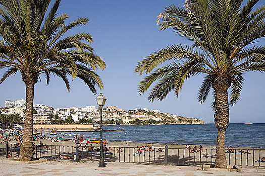 散步场所,海滩,伊比沙岛,西班牙