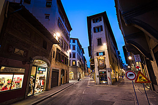 街景,夜晚,佛罗伦萨,托斯卡纳,意大利