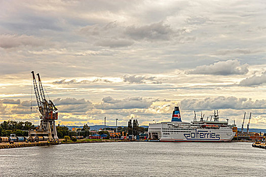 乘客,渡轮,港口,格丹斯克,波兰