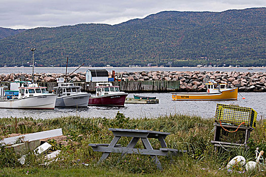龙虾艇,码头,布雷顿角,新斯科舍省,加拿大