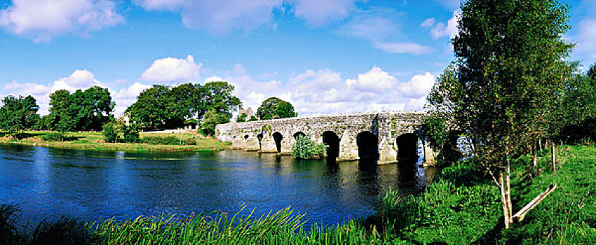 米斯郡,爱尔兰,桥,穿过,河
