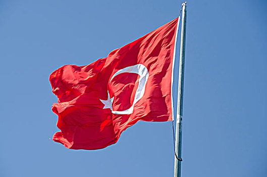 土耳其,伊斯坦布尔,旗帜,蓝天