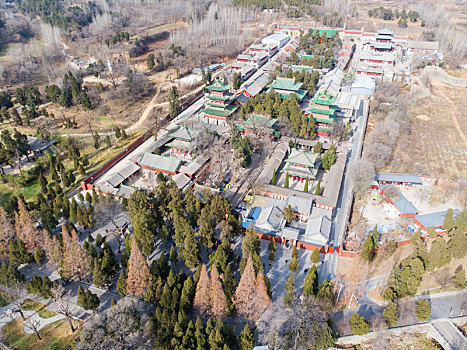 航拍河南郑州登封嵩山少林寺