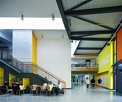 大学,建筑师,2008年,内景,展示,学生,坐,宽敞,大厅,区域