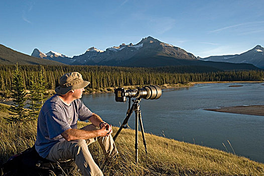 摄影师,景色,班芙国家公园,班芙,艾伯塔省,加拿大