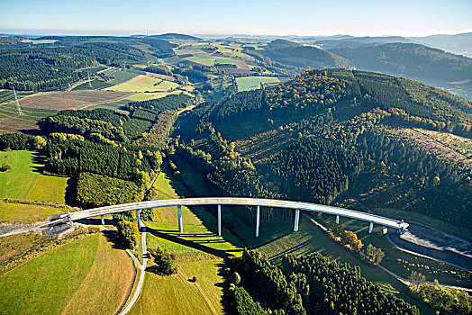 航拍,桥,工地,高速公路,北莱茵威斯特伐利亚,德国