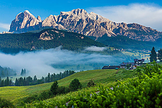 模糊,晨雾,俯视,壮观,山,白云岩,背景,南阿尔卑斯山,区域,意大利