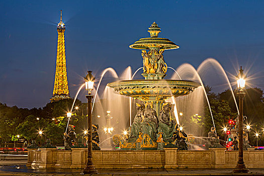 喷泉,河,地点,协和飞机,埃菲尔铁塔,巴黎,法国