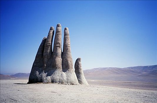 智利,阿塔卡马沙漠,雕塑,手,神