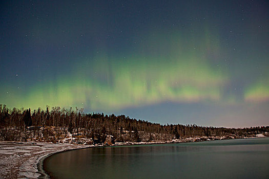 北极光,上方,苏必利尔湖,桑德贝,安大略省,加拿大