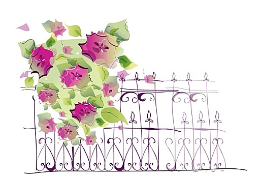 花,栏杆