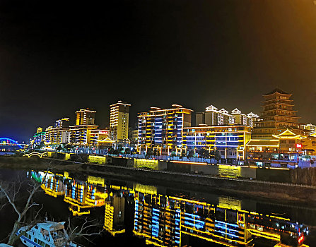 贵州锦屏水上城市夜景