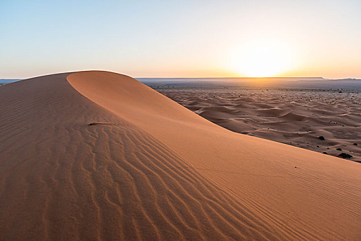 日出,沙丘,沙漠,风景,却比沙丘,梅如卡,撒哈拉沙漠,摩洛哥,非洲