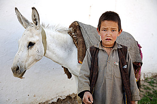男孩,种族,乡村,中心,省,阿富汗,七月,2007年