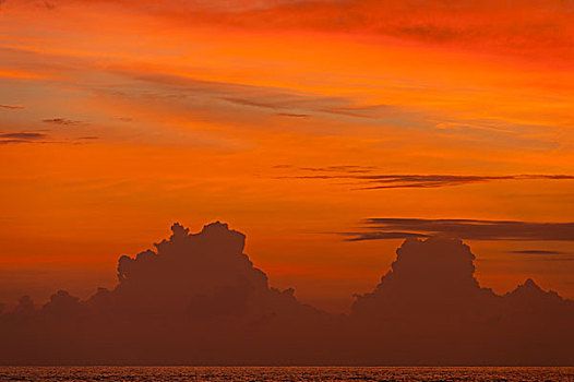 特写,云,日落,靠近,乌纳瓦图纳,斯里兰卡