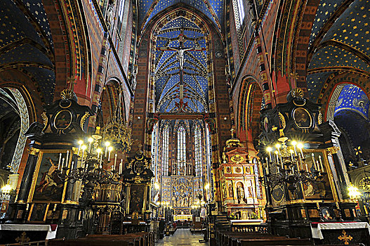 波兰,克拉科夫,大教堂,圣母玛利亚,内景