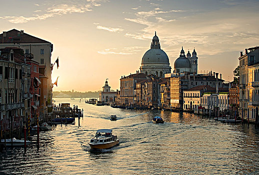 漂亮,平静,日落,上方,大运河,威尼斯,意大利