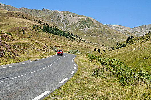 汽车,驾驶,道路,隘口,山,比利牛斯山脉,法国,欧洲