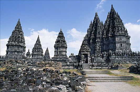 复杂,爪哇,印度尼西亚,英里,户外,日惹,中爪哇,寺庙,普兰班南,巨大,印度教,庙宇,10世纪,残留