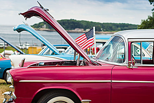 美国,马萨诸塞,古董车,展示,雪佛兰,特写