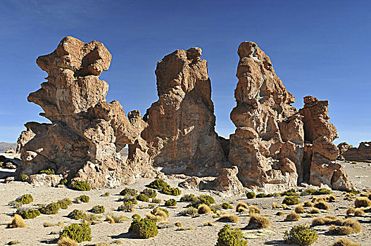 玻利维亚,靠近,盐湖,乌尤尼盐沼,火山岩