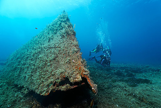 潜水,残骸,帕福斯,地中海,南方,塞浦路斯,欧洲