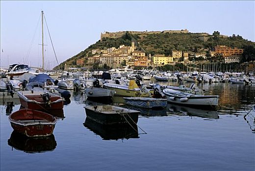 船,港口,中世纪,要塞,格罗塞托,省,托斯卡纳,意大利,欧洲