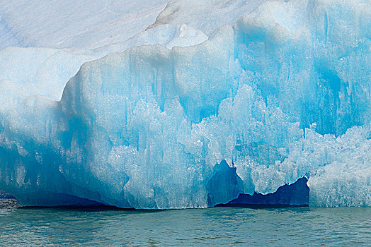 冰山,阿根廷湖,特写,洛斯格拉希亚雷斯国家公园,卡拉法特,省,巴塔哥尼亚,阿根廷,南美