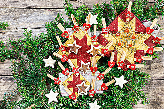 圣诞装饰,星,布,枝条