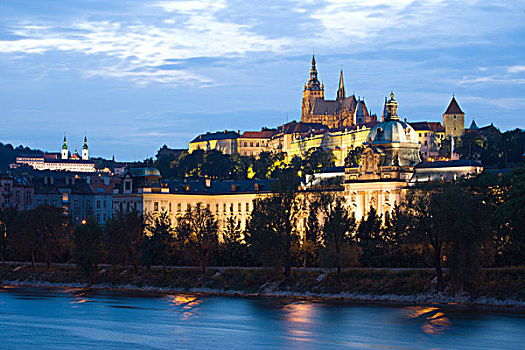 捷克共和国,布拉格,布拉格城堡,黄昏