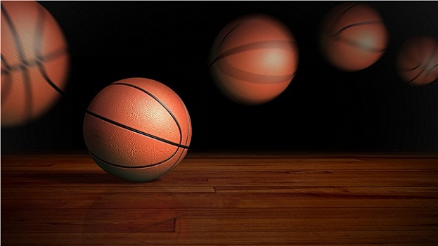对比,篮球,弹起,木地板