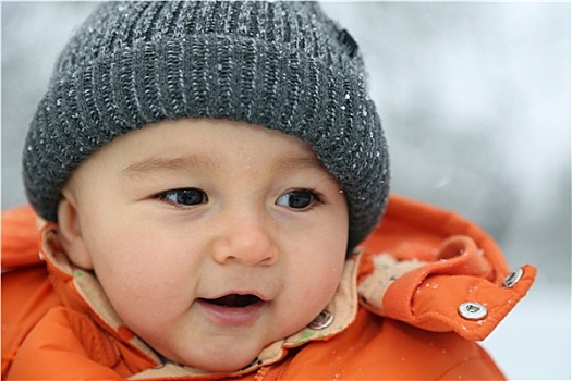婴儿,雪,冬天