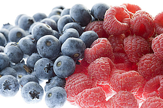 浆果,蓝莓,树莓,序列,食物,留白,不同,种类,三个,水果,新鲜,果味,健康,营养,富含维生素,维生素,丰收,开胃