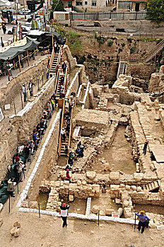 考古学家,挖掘,锡安山,耶路撒冷,以色列,中东,东方