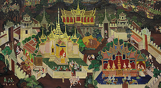 泰国人,壁画,庙宇,墙壁