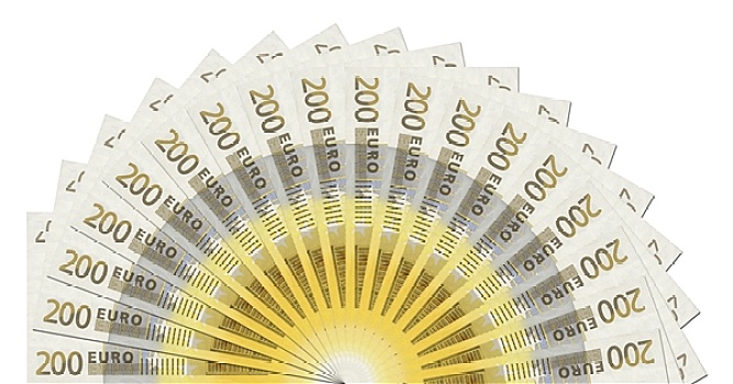 200欧元,钞票,一半,圆,模版