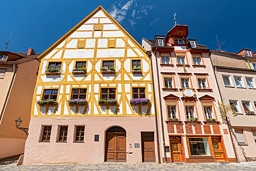 街道,纽伦堡,传统,半木结构,德国,房子,巴伐利亚