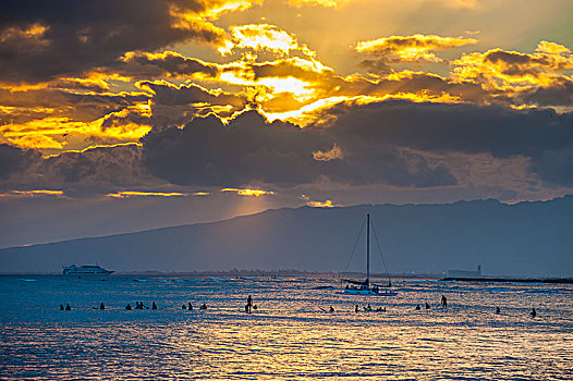 威基基海滩,瓦胡岛,夏威夷