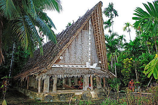 传统,小屋,男人,雅浦岛,密克罗尼西亚,大洋洲