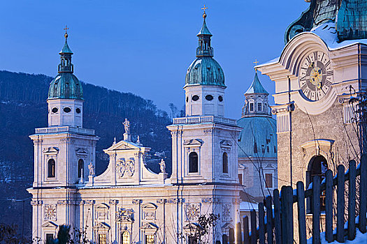 教堂,萨尔茨堡大教堂,萨尔茨堡,奥地利,仰视