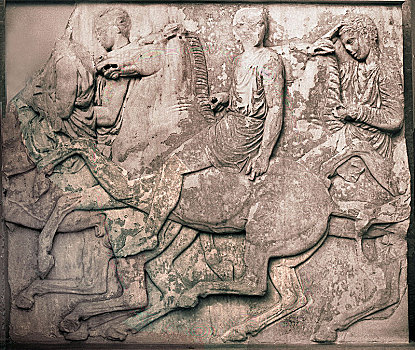 骑手,驰骋,马,北方,檐壁,帕台农神庙