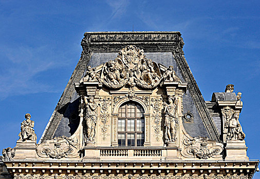 法国,巴黎,卢浮宫,宫殿,特写,屋顶,窗户