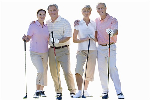 两个,老年,夫妻,拿着,高尔夫球杆,抠像