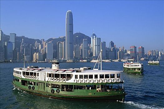 中国,香港,星,渡轮,城市天际线
