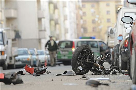 摩托车,意外,受伤,驾驶员,斯图加特,巴登符腾堡,德国,欧洲