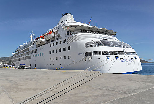 银,风,游船,建造,长度,乘客,阿基亚斯尼古拉斯,克里特岛,希腊,欧洲