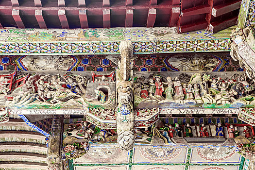 中式古建筑木雕,安徽省亳州大关帝庙花戏楼景区